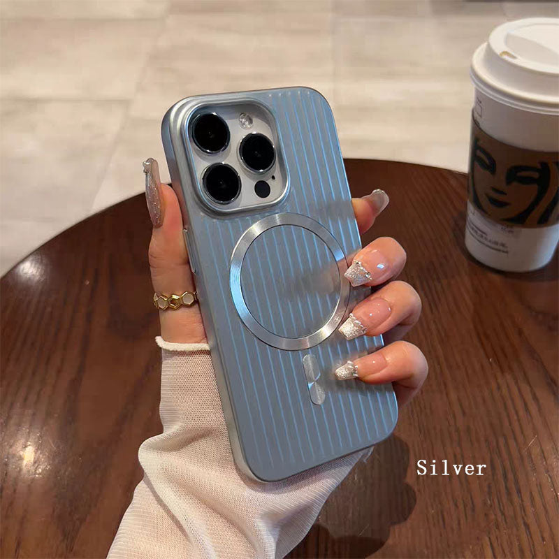 Phone Case Anti-fingerprint Matte Magnetic Ring PC Shockproof Hard Case for iPhone 17 Pro Max 17Pro 17Air Corrugated Phone Cover