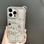 Cute Electroplating Bear Ears Mobile Phone Case Suitable Gradient Glitter Cartoon Pattern TPU Soft Shell for 16 15 Pro Max