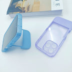 Candy Color TPU Invisible Stand Clear Mobile Phone Case for iPhone 13 14 15 16 17 Pro Max Bracket Phone Cover