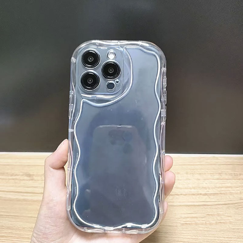 Fashion Irregular Cream Wave Edge Bubble Lens Soft Shockproof TPU Mobile Phone Case for iPhone 16 Pro Max 17Pro Max 15Plus 14Pro