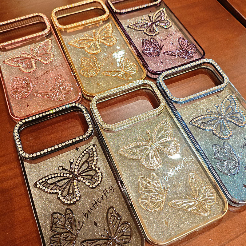 Sparkling Diamonds Glitter Butterfly Mobile Phone Cases Luxury for iPhone 17 Pro Max 16 15 14 13 12 11 Pro Max Phone Cover Girly