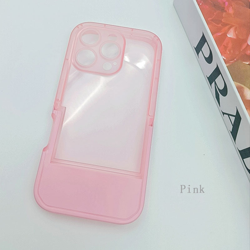 Candy Color TPU Invisible Stand Clear Mobile Phone Case for iPhone 13 14 15 16 17 Pro Max Bracket Phone Cover