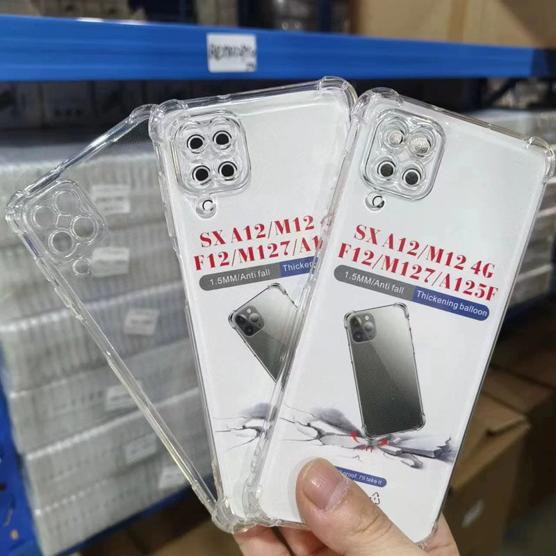 Clear TPU Shockproof Transparent Soft Back Cover Mobile Phone Cases for Samsung A12 M12 M127 F12 A125F A13 A14 A15 A16 A17