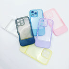 Candy Color for iPhone 14 15 16 17 Pro Max Invisible Bracket Phone Cover Transparent Mobile Phone Case With Kickstand
