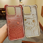 Cute Bear TPU Electroplated Luxury Shockproof Mobile Phone Case for iPhone 17 Pro Max 17Air 16Pro Max Diamond Phone Cover Girly