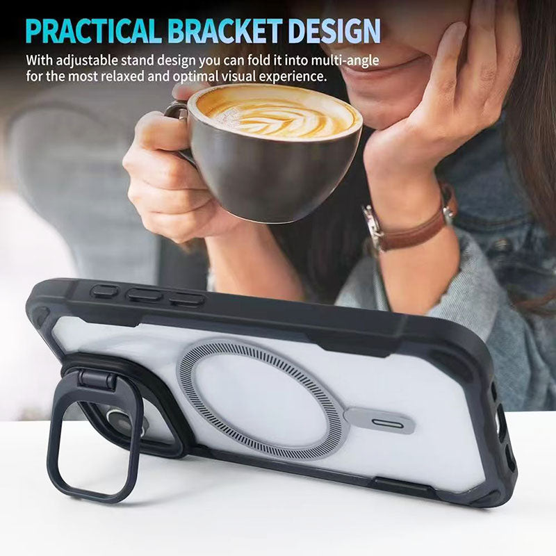Luxury Armor Shockproof Magnetic Ring Lens Holder Stand Phone Case for iPhone 17 16 15 14 Pro Max 17 Air Magnet Cover Clear