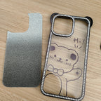Cute Electroplating Bear Ears Mobile Phone Case Suitable Gradient Glitter Cartoon Pattern TPU Soft Shell for 16 15 Pro Max