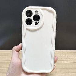 Fashion Irregular Cream Wave Edge Bubble Lens Soft Shockproof TPU Mobile Phone Case for iPhone 16 Pro Max 17Pro Max 15Plus 14Pro