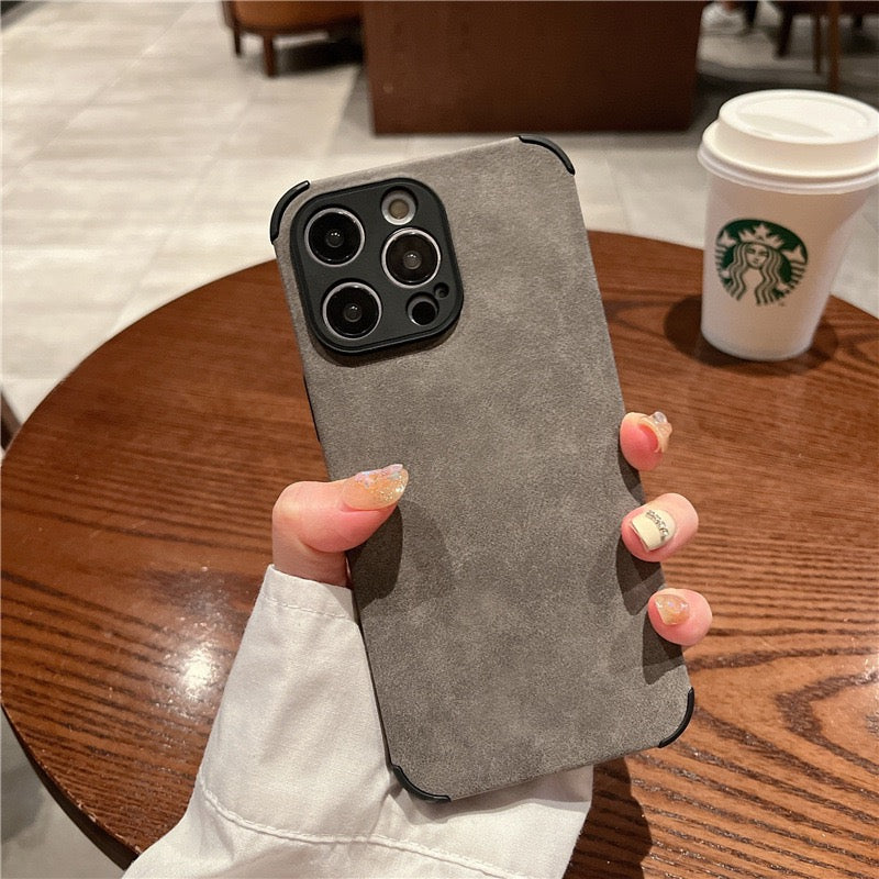 Wholesale Bulk Lambskin Leather Suede and TPU Mobile Phone Case for iphone 16 15 PM 14 13 12 11 XS XR Shock Proof Back Cover