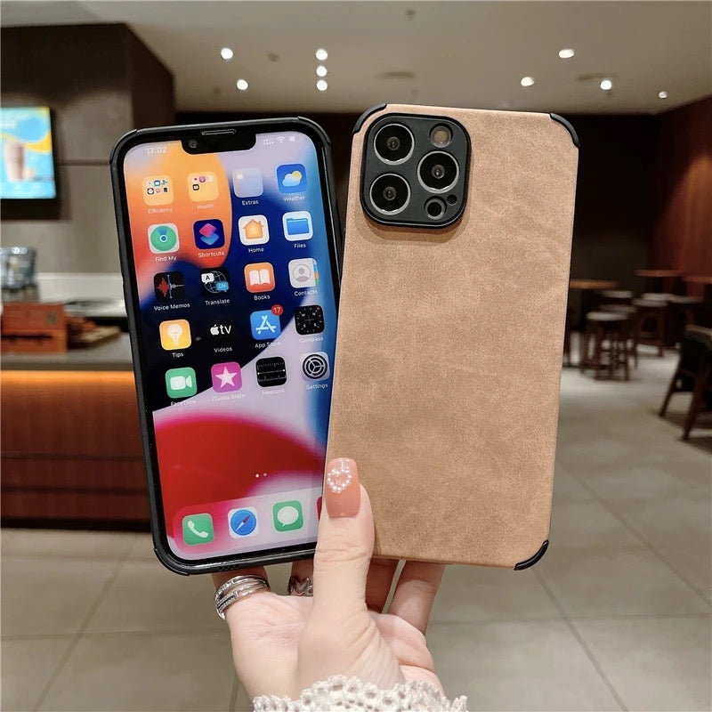 Wholesale Bulk Lambskin Leather Suede and TPU Mobile Phone Case for iphone 16 15 PM 14 13 12 11 XS XR Shock Proof Back Cover
