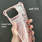 Cute Electroplating Bear Ears Mobile Phone Case Suitable Gradient Glitter Cartoon Pattern TPU Soft Shell for 16 15 Pro Max