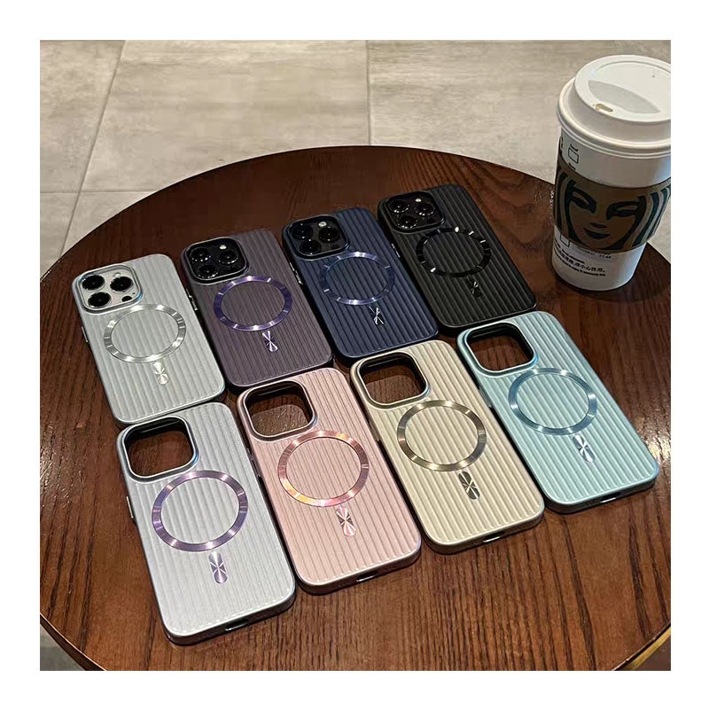 Hot Sale Oil Spray Corrugated Phone Case PC Anti-fingerprint Matte Magnetic Ring Shockproof Hard Cover for iPhone 17ProMax 17Air