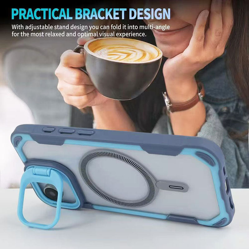 Luxury Armor Shockproof Magnetic Ring Lens Holder Stand Phone Case for iPhone 17 16 15 14 Pro Max 17 Air Magnet Cover Clear