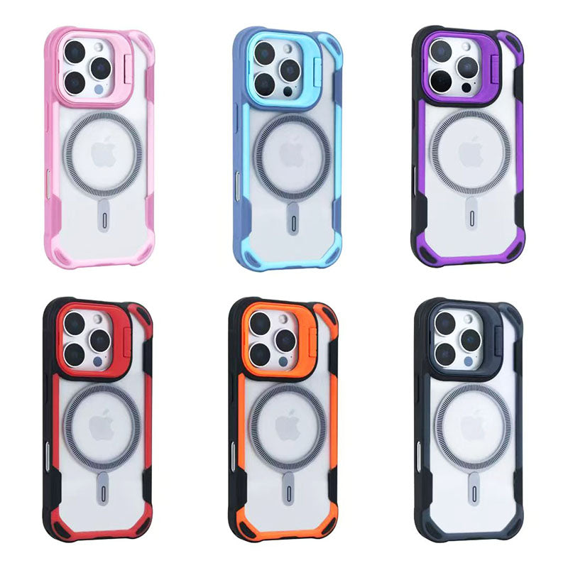 Luxury Armor Shockproof Magnetic Ring Lens Holder Stand Phone Case for iPhone 17 16 15 14 Pro Max 17 Air Magnet Cover Clear