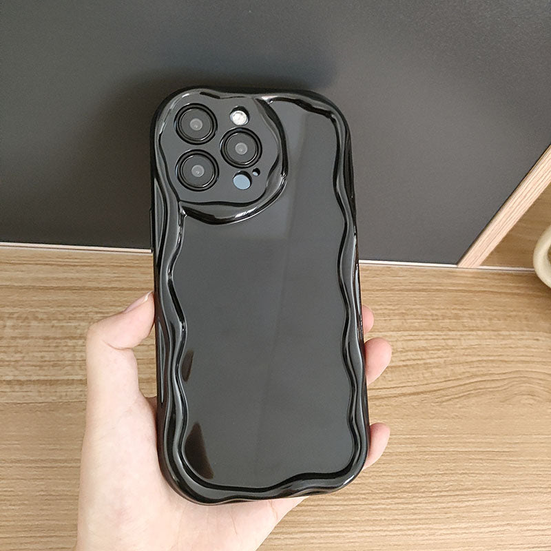Fashion Irregular Cream Wave Edge Bubble Lens Soft Shockproof TPU Mobile Phone Case for iPhone 16 Pro Max 17Pro Max 15Plus 14Pro