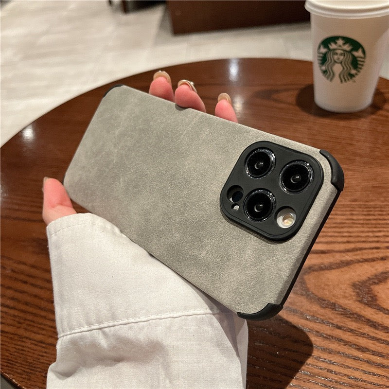 Wholesale Bulk Lambskin Leather Suede and TPU Mobile Phone Case for iphone 16 15 PM 14 13 12 11 XS XR Shock Proof Back Cover