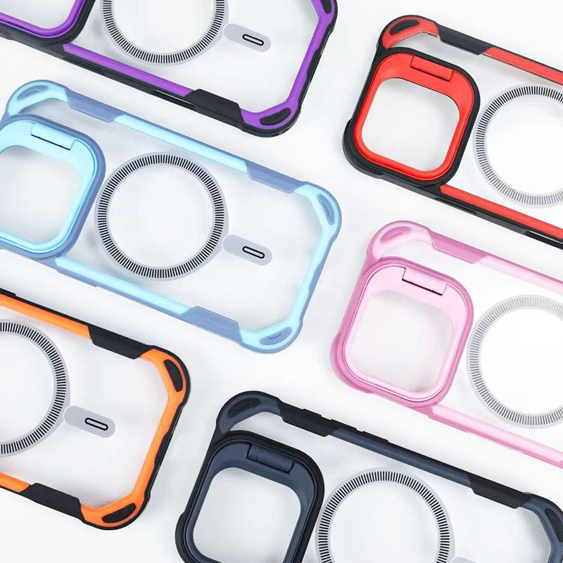 Luxury Armor Shockproof Magnetic Ring Lens Holder Stand Phone Case for iPhone 17 16 15 14 Pro Max 17 Air Magnet Cover Clear