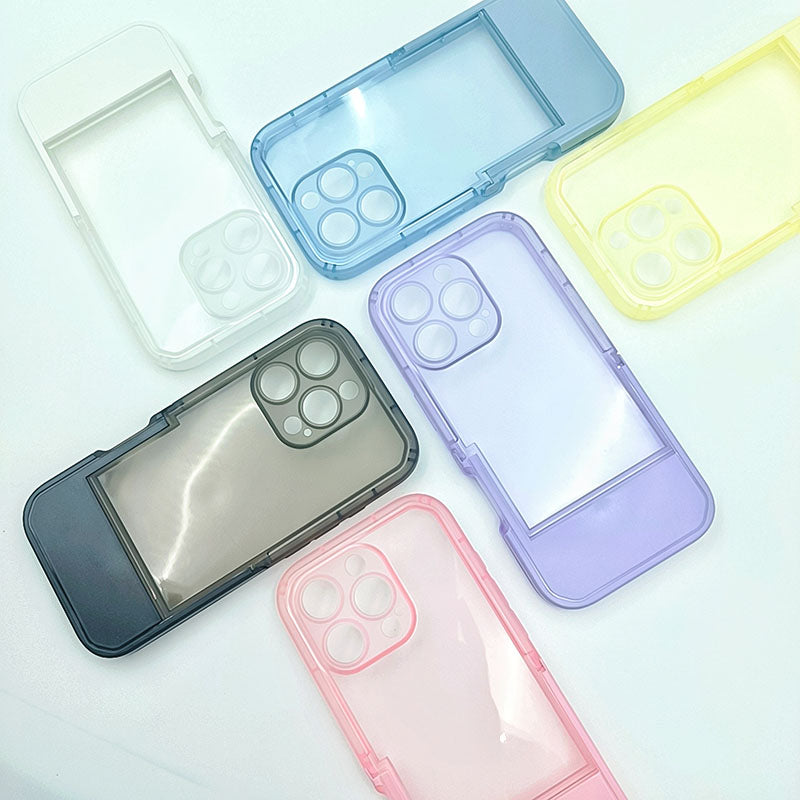 Wholesale Sports TPU Phone Case for iPhone 17 Pro Max 16 15 14 Pro Max Foldable Kickstand Mobile Cover Candy Color Transparent