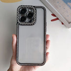 New Fashion Transparent Phone Case for iPhone 13 14 15 16 17 Pro Max With Camera Protector Full Diamond Inlay Bling Cover