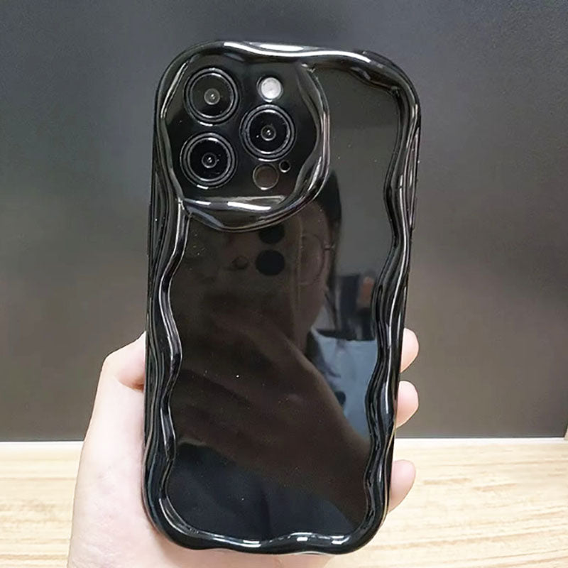 Fashion Irregular Cream Wave Edge Bubble Lens Soft Shockproof TPU Mobile Phone Case for iPhone 16 Pro Max 17Pro Max 15Plus 14Pro
