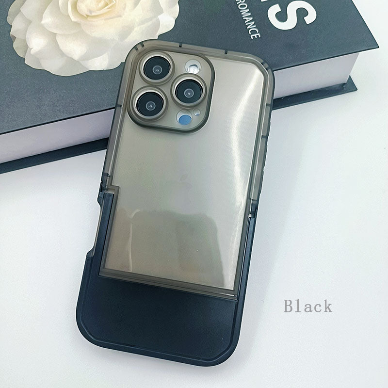 Candy Color TPU Invisible Stand Clear Mobile Phone Case for iPhone 13 14 15 16 17 Pro Max Bracket Phone Cover