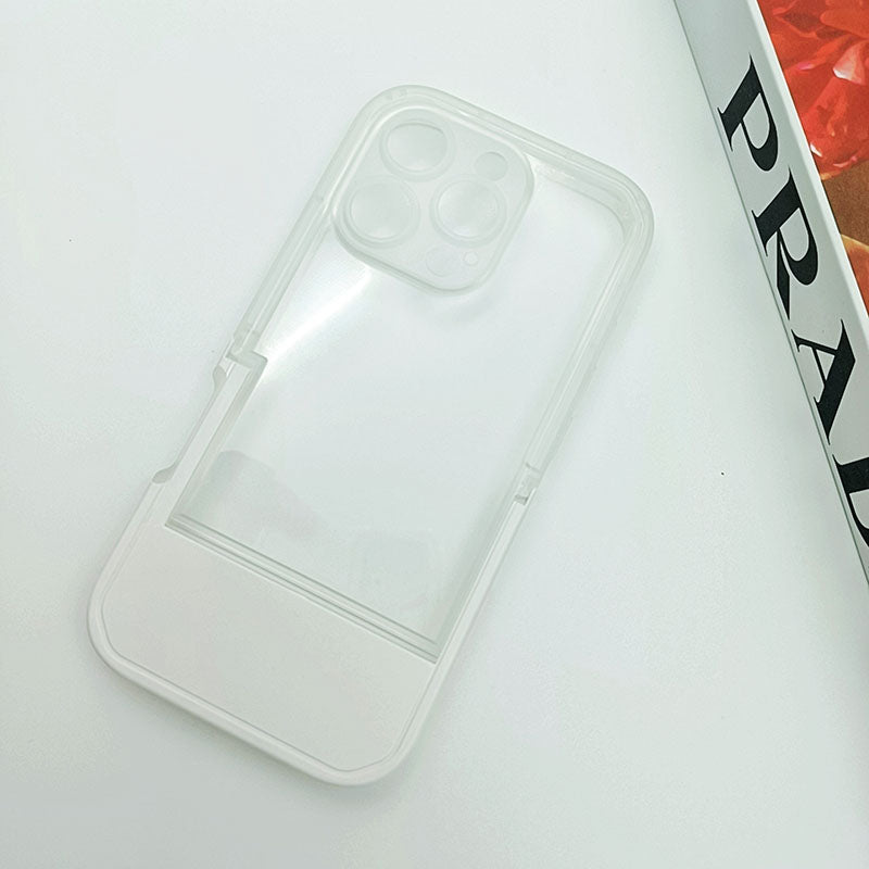 Candy Color for iPhone 14 15 16 17 Pro Max Invisible Bracket Phone Cover Transparent Mobile Phone Case With Kickstand