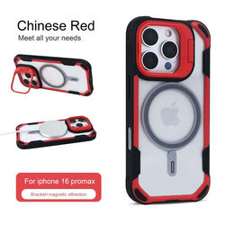 Luxury Armor Shockproof Magnetic Ring Lens Holder Stand Phone Case for iPhone 17 16 15 14 Pro Max 17 Air Magnet Cover Clear