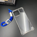 2-in-1 Large Square Lanyard Case Anti-drop for iPhone 15 Pro Max 16 Plus 17 Air 14 Plus 13 Clear Phone Case for iPhone 17ProMax