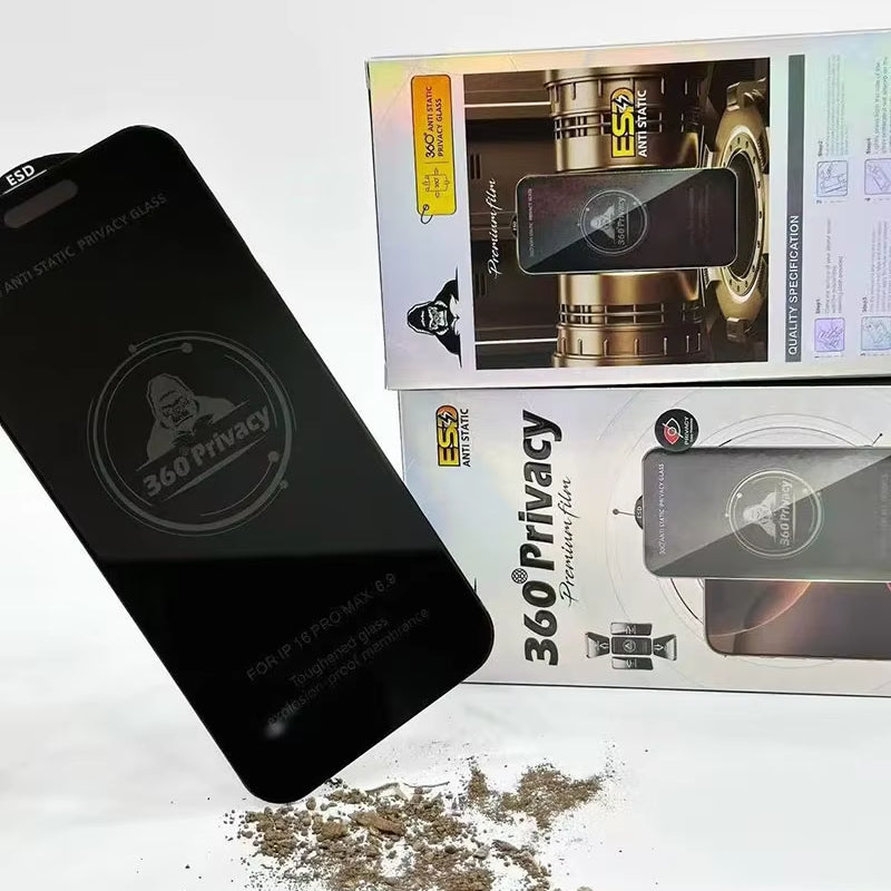 Hot New Product for iPhone 17 16 15 ProMax 360° Privacy Glass ESD Black Kingkong for iPhone 17 Air Screen Protector Anti-shock