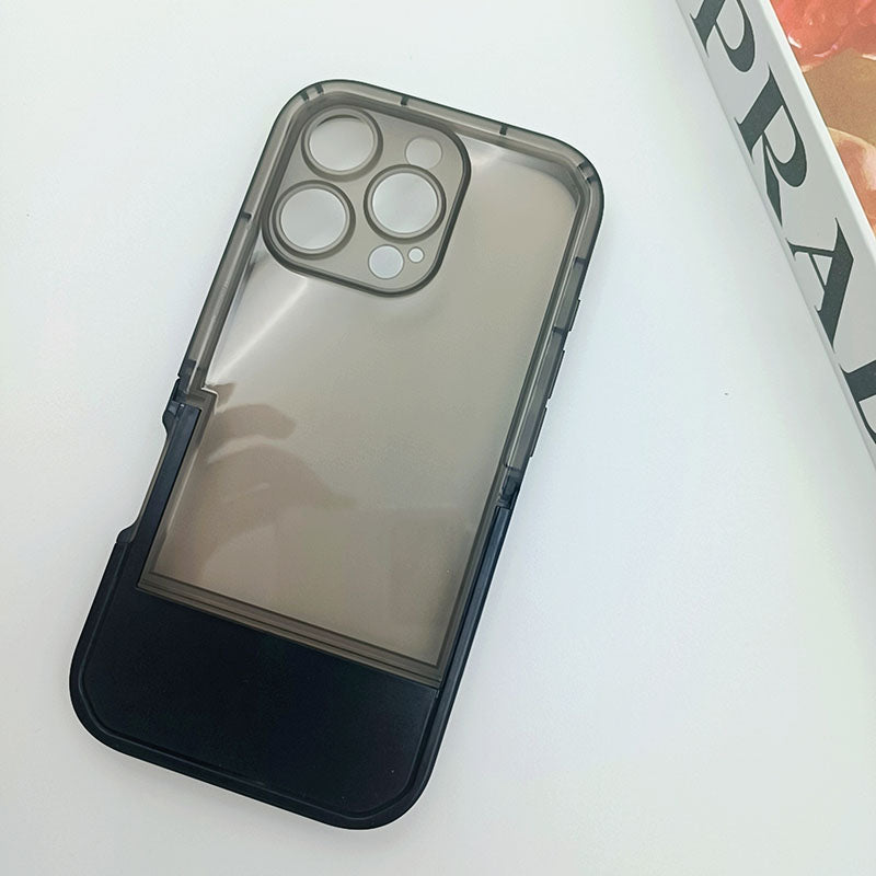 Candy Color for iPhone 14 15 16 17 Pro Max Invisible Bracket Phone Cover Transparent Mobile Phone Case With Kickstand