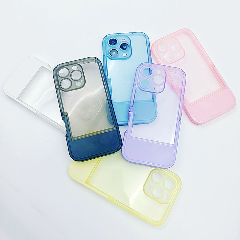 Wholesale Sports TPU Phone Case for iPhone 17 Pro Max 16 15 14 Pro Max Foldable Kickstand Mobile Cover Candy Color Transparent