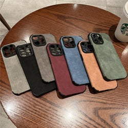 Wholesale Bulk Lambskin Leather Suede and TPU Mobile Phone Case for iphone 16 15 PM 14 13 12 11 XS XR Shock Proof Back Cover