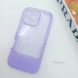 Candy Color for iPhone 14 15 16 17 Pro Max Invisible Bracket Phone Cover Transparent Mobile Phone Case With Kickstand