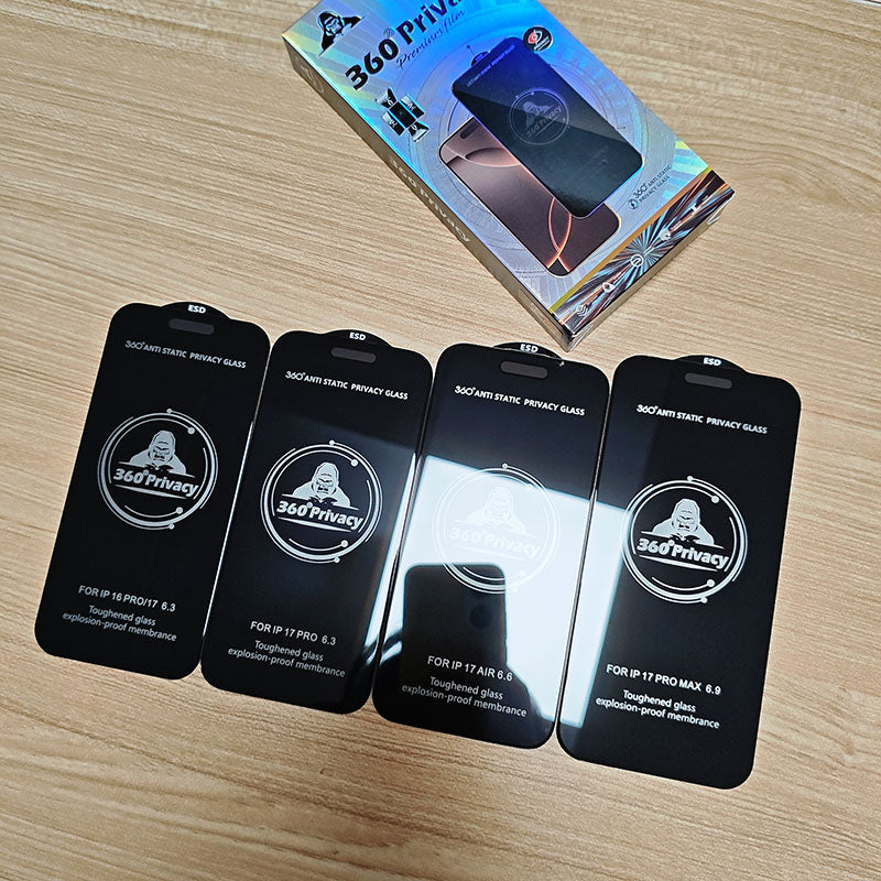 Hot New for iPhone 16 ProMax Tempered Glass Black Kingkong ESD Privacy Anti-shock Screen Protector for iPhone 17 17Air 17Pro Max