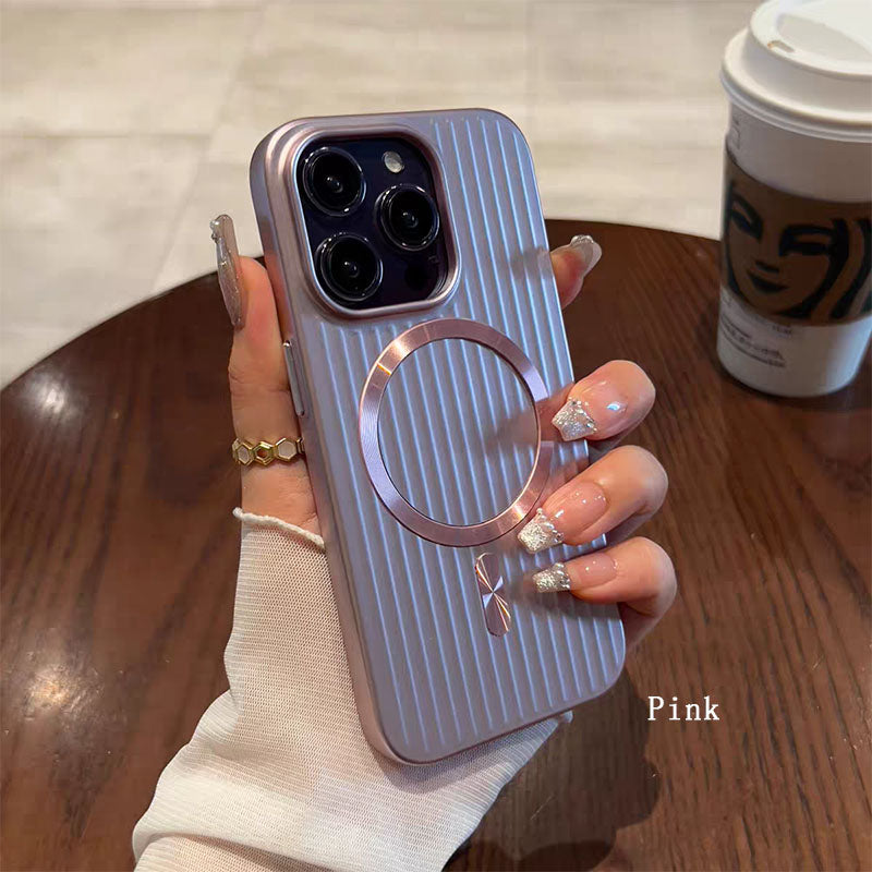 Phone Case Anti-fingerprint Matte Magnetic Ring PC Shockproof Hard Case for iPhone 17 Pro Max 17Pro 17Air Corrugated Phone Cover