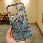 Bling Diamond Butterfly Phone Case for iPhone 17 Pro Max 16 15 14 13 12 11 Protective Cover Electroplating TPU Phone Cover