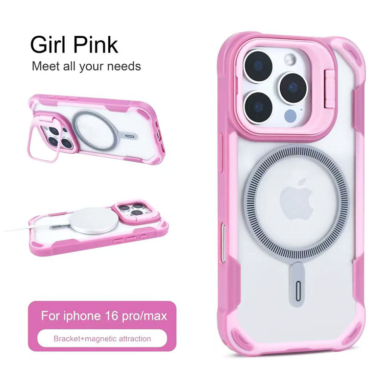 Luxury Armor Shockproof Magnetic Ring Lens Holder Stand Phone Case for iPhone 17 16 15 14 Pro Max 17 Air Magnet Cover Clear