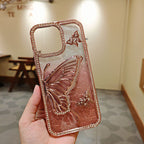 Bling Diamond Butterfly Phone Case for iPhone 17 Pro Max 16 15 14 13 12 11 Protective Cover Electroplating TPU Phone Cover