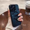 Phone Case Anti-fingerprint Matte Magnetic Ring PC Shockproof Hard Case for iPhone 17 Pro Max 17Pro 17Air Corrugated Phone Cover