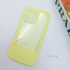 Candy Color TPU Invisible Stand Clear Mobile Phone Case for iPhone 13 14 15 16 17 Pro Max Bracket Phone Cover