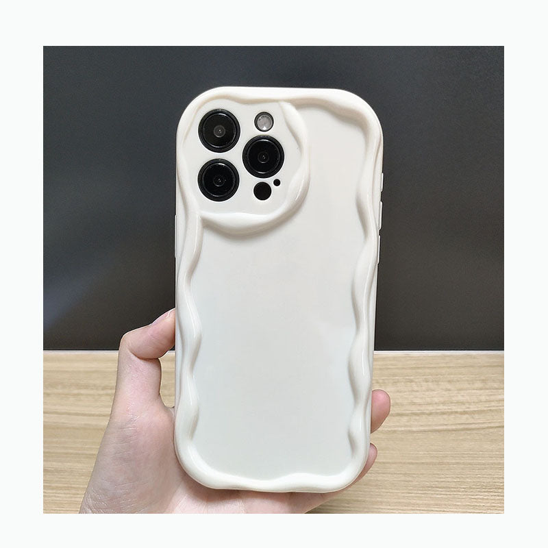 Fashion Irregular Cream Wave Edge Bubble Lens Soft Shockproof TPU Mobile Phone Case for iPhone 16 Pro Max 17Pro Max 15Plus 14Pro