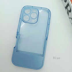 Candy Color for iPhone 14 15 16 17 Pro Max Invisible Bracket Phone Cover Transparent Mobile Phone Case With Kickstand