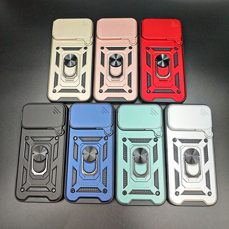 For iPhone 17 Pro 17Promax 17Air Armor Case Magnetic Lens Protector Mobile Phone Case With Ring Holder for iPhone 16 15 ProMax