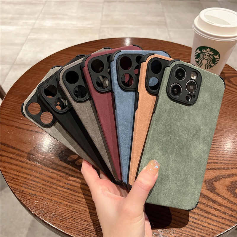 Wholesale Bulk Lambskin Leather Suede and TPU Mobile Phone Case for iphone 16 15 PM 14 13 12 11 XS XR Shock Proof Back Cover