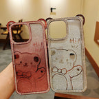 Cute Bear TPU Electroplated Luxury Shockproof Mobile Phone Case for iPhone 17 Pro Max 17Air 16Pro Max Diamond Phone Cover Girly