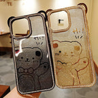 Cute Bear TPU Electroplated Luxury Shockproof Mobile Phone Case for iPhone 17 Pro Max 17Air 16Pro Max Diamond Phone Cover Girly